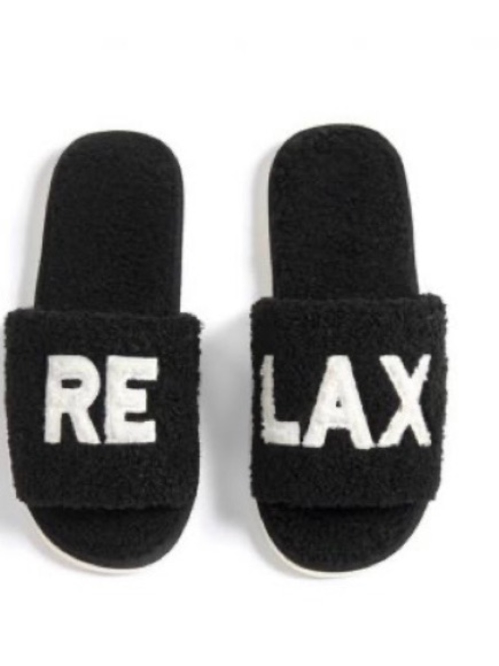 Shiraleah Black Fuzzy Slide Sandals with White Bow Accent Size 6/7